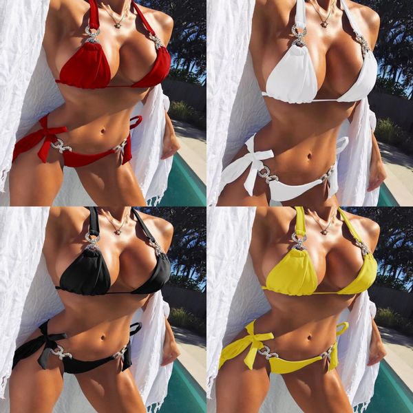 

womens european and american fashion bikini swimsuits marble print strap bikini beach swimwear#299, White;black