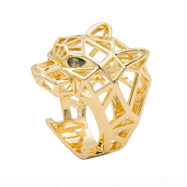 

green eyes leopard panther cocktail ring for men women crystals jewelry accessories ria003 j190716, Slivery;golden