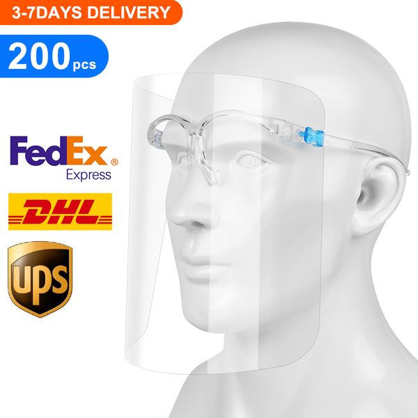 

200pcs / серия Безопасность Face Shield, многоразовый Goggle Shield Face Visor Прозрачная Anti-Fog Layer защиты глаз от Всплеск