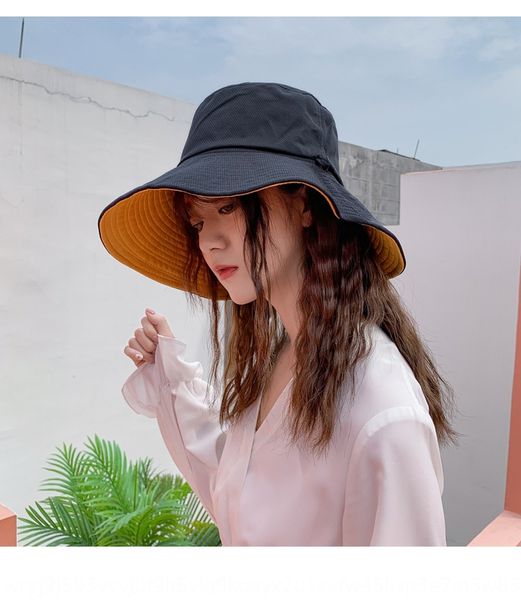 

mfwet ins net red female all-match double-sided sun bucket bucket red fisherman hat sunscreen big eaves face-covering fisherman hat korean f, Blue;gray