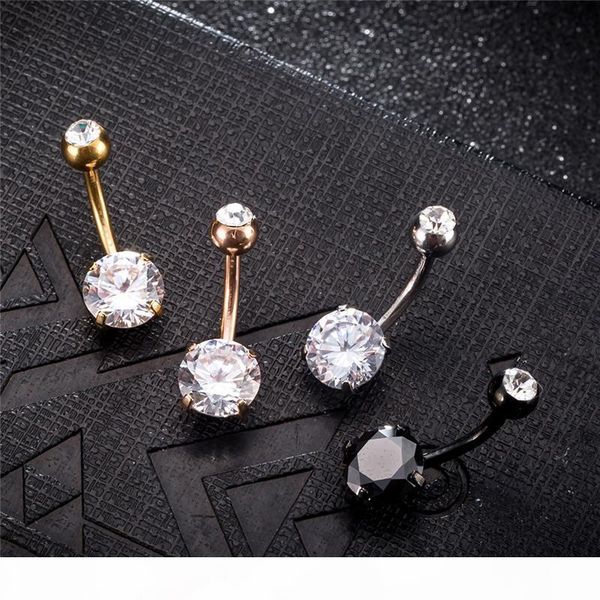 

r navel piercing rings ,auniquestyle round belly button rings for women surgical piercing body jewelry multicolor cz navel piercing, Silver