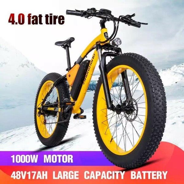 

new 1000w 48v 17ah 7speed electric cruiser fat bike ebike 26'' 4.0 tire, Silver;blue