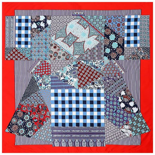 

100% twill silk scarf women print shawl vintage echarpe fourlard femme square scarves for women hijab bandanas bufandas mujer 130*130cm, Blue;gray