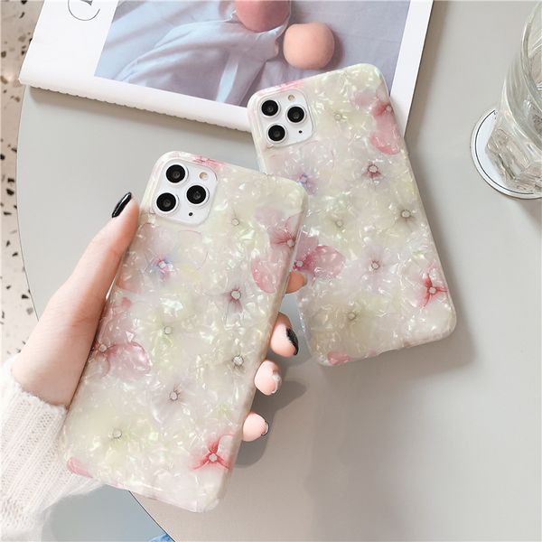 

soft colorful flowers with shell pattern phone case protect cover shockproof soft cases for iphone 11 pro max xs xr 8 7 6 plus