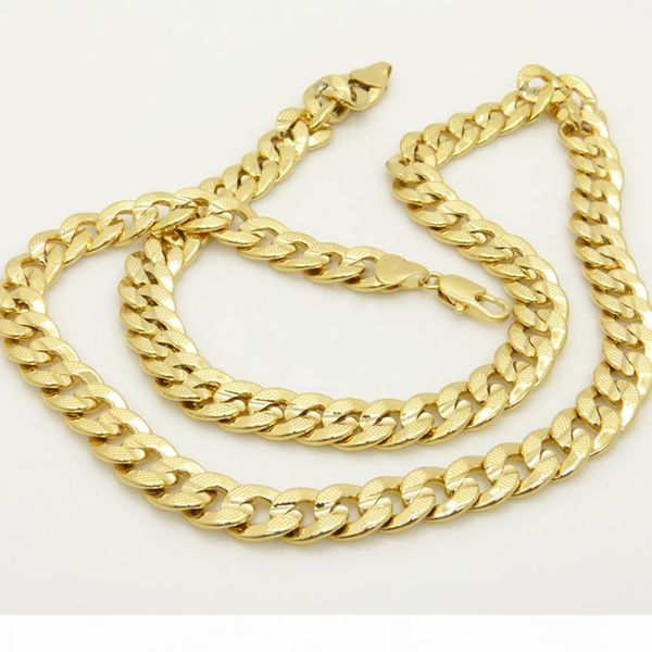 

real 18k yellow gold filled patterned curb chain link for women men, Silver