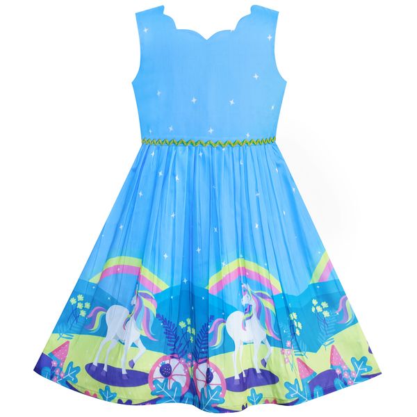 

girls unicorn dress european casual princess floral 2020 summer prom party sundress vestidos festival cute costume vintage t200709, Red;yellow
