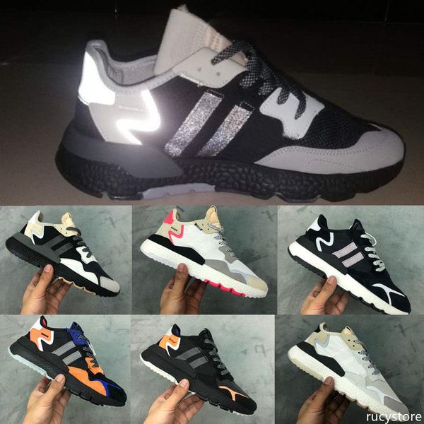 

2019 nite jogger men women sneakers running shoes core black carbon original black grey size 36-45