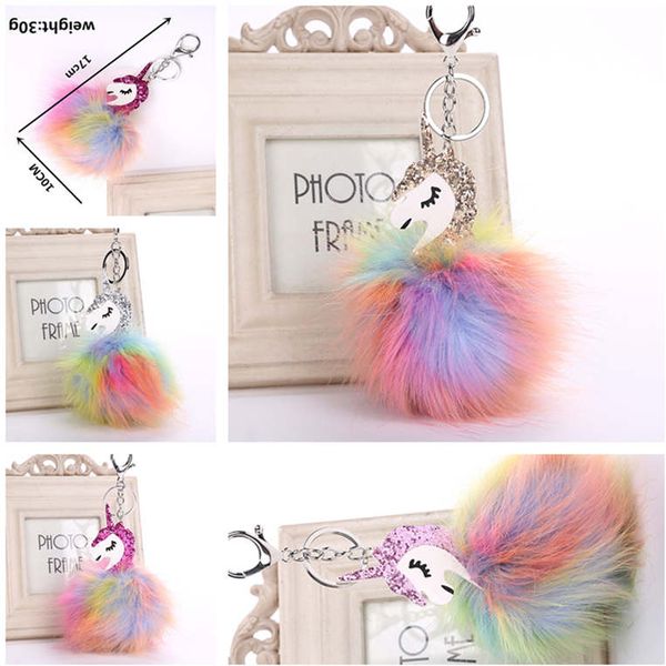 

epacket dhl бесплатная доставка красочный трихобезоар единорог брелка pu волос единорога мяч кулон dakr359 микс порядок ключей цепи брелок, Slivery;golden