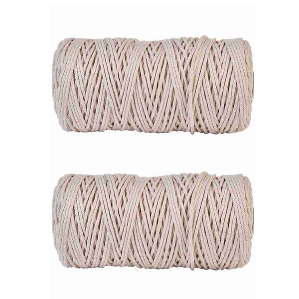 

2pcs mx200m natural handmade cotton cord macrame yarn rope diy wall hanging plant hanger craft string knitting, Black;white