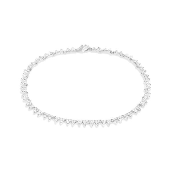 

sljely 925 sterling silver white triangle gear anklet micro cubic zirconia spikes chain women fine foot jewelry, Red;blue