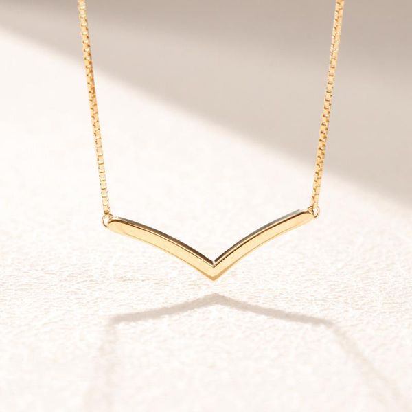 

18k yellow gold plated polished wishbone necklace women gift jewelry for pandora 925 sterling silver gold chain necklaces with original box