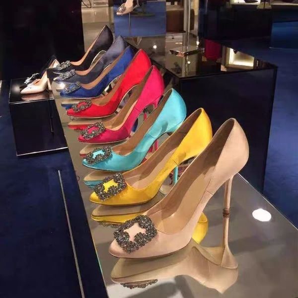 

rv003 high end r custom made silk satin satin studded brick ladies high heels evening dress shoes, Black