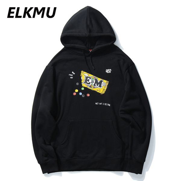 

elkmu 2020 забавная печать толстовки толстовки streetwear harajuku hip hop повседневный пуловер с капюшоном мужская мода толстовка топы we00, Black