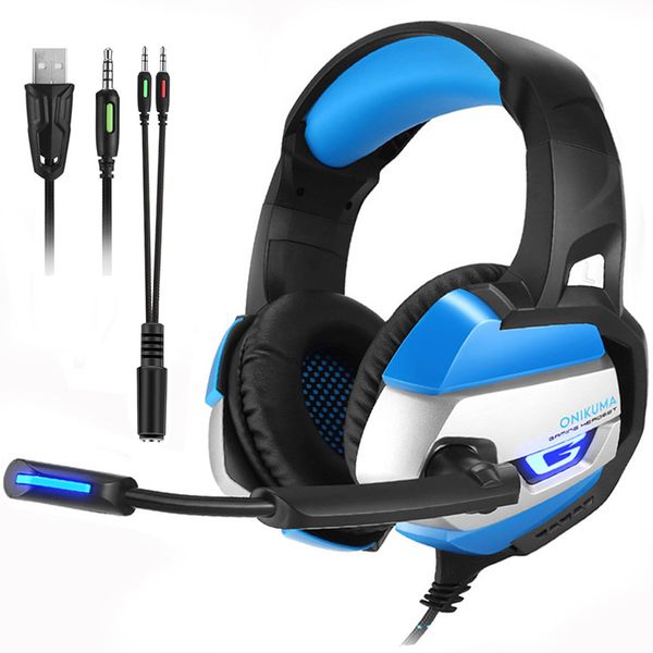 

onikuma gaming headphones deep bass stereo game headset with microphone computer wired earphone led light for pc ps4 lapxbox