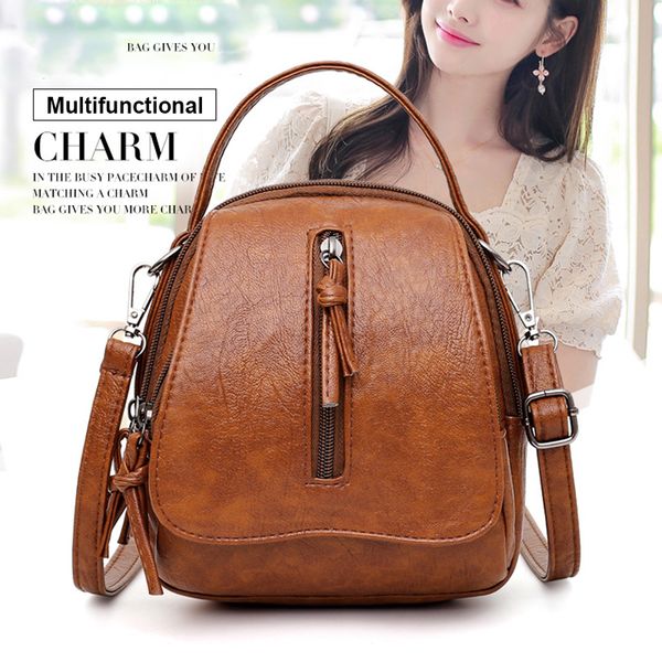 

retro shoulder bag for women soft pu leather crossbody bag big capacity lady handbag multifunction messenger shopping purse