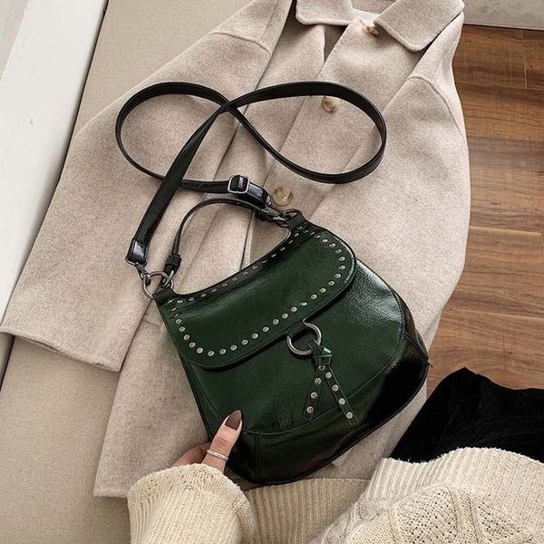 

vintage saddle rivets handbags women crossbody bags 2020 new ladies designer shoulder messenger bags totes female purses