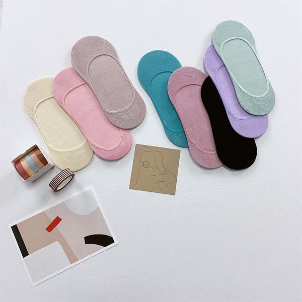 

molandi boat and color ultra shallow mouth invisible boat socks women's mint color cotton women's socks chuanwa, Pink;yellow