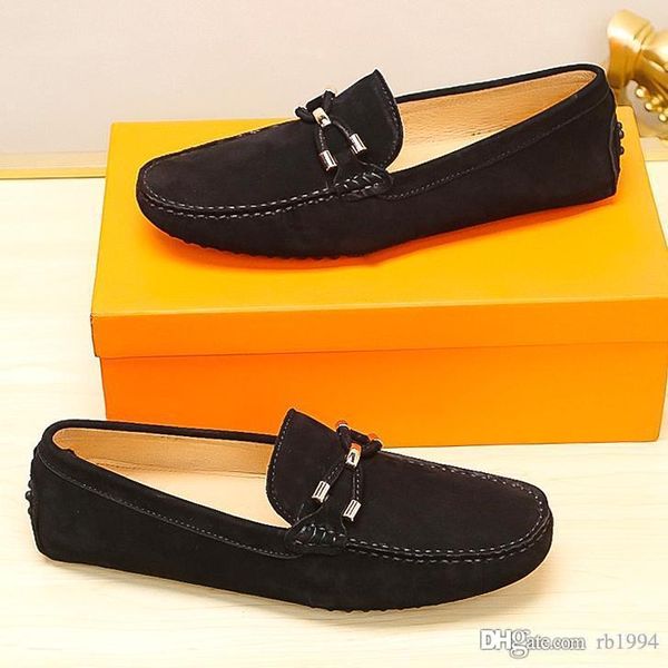 

new designer highquality leather moccasins mens comfortable loafers casual shoes loafers mens driving shoes flat shoes with original box qwv, Black