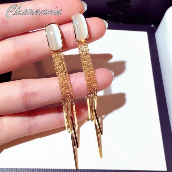 

new fashion korean silver needles tassel earrings long trend gold and silver color dangle earrings for women