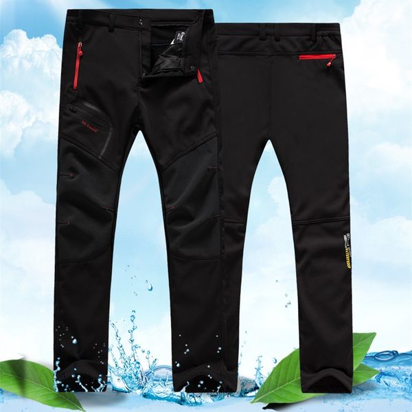 

suhvk outdoor fleece men's waterproof and woolen trousers woolen trousers soft-shell ski fleece pants women's waterproof couple qu, Blue;black