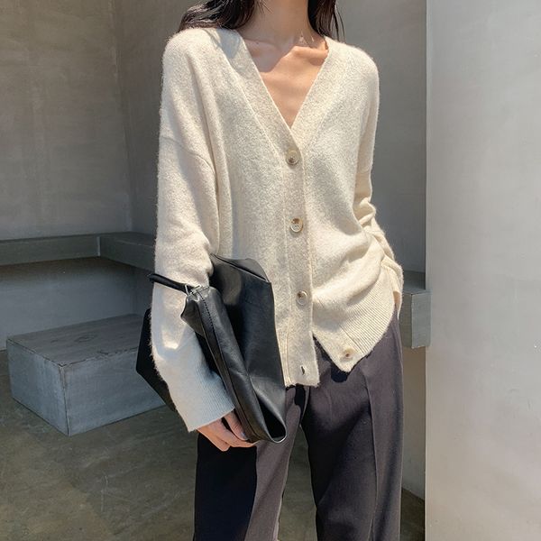 

wool single-breasted sweater 2019 winter new korean loose casual v-neck cardigan coat coat woolsweater woolwomen's clothing 10763, White;black