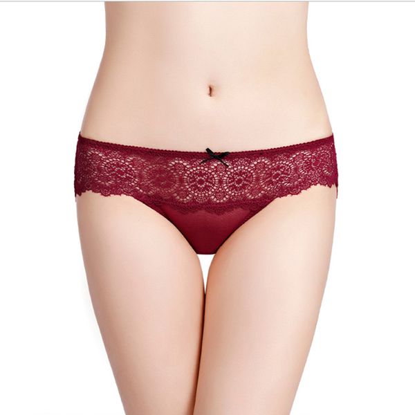 

lace panties for women soft seamless briefs ultra-thin hollow fashion underwear cotton mid-waist plus size underpants #d, Black;pink