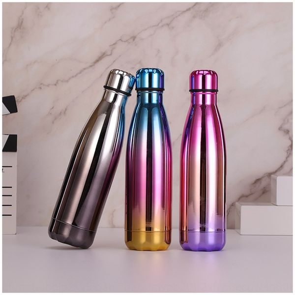 

outdoor double-layer sports water 304 stainless steel cup gradient color cup thermos cupcoke bottle thermos cupplating coke bottle