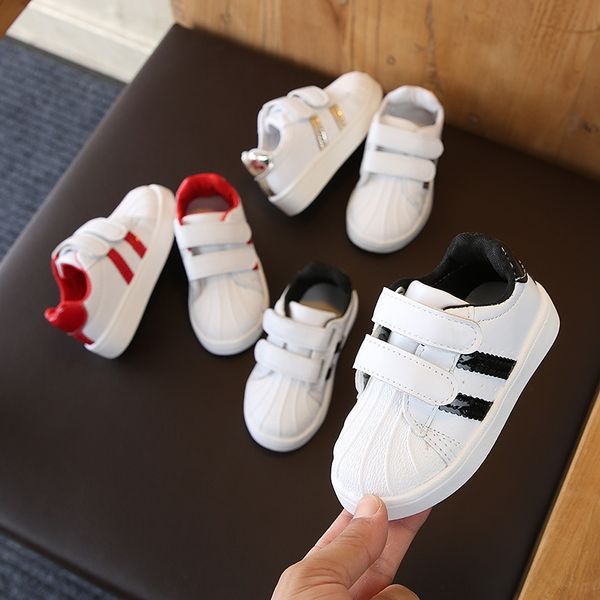 

2019 autumn white children's new boys' shell single girls' all-match casual board shoes summer children's shoes, Black