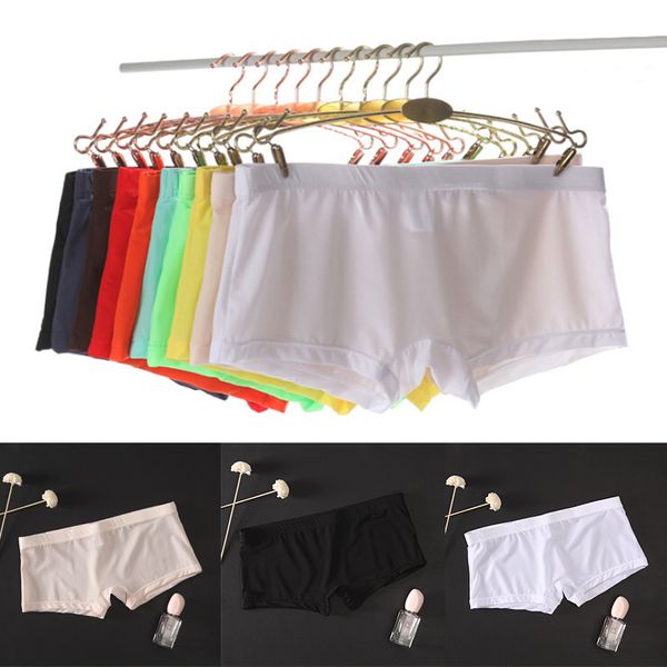 

transparent men seamless underwear pants boxershorts male mid-rise mesh slips homme panties boxer shorts -xxl, Black;white