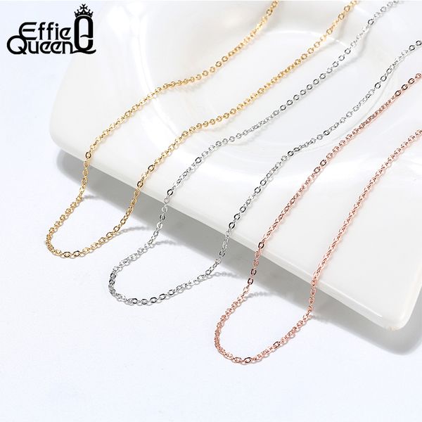

effie queen multi-color women 40cm 45cm 50cm fashion necklace genuine 925 sterling silver 1mm cable chain necklace jewelry dsc06