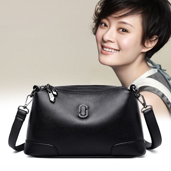 

9ldwo stars with the same shoulder women's 2020 new temperament soft leather double layer small bag all-match fashion shoulder messenge, White