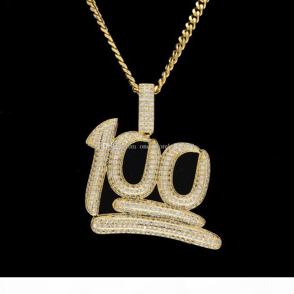 

new mens luxury micro pave iced out cubic zirconia 100 percent pendant necklace fashion charm jewelry with 3mm cuban chain, Silver