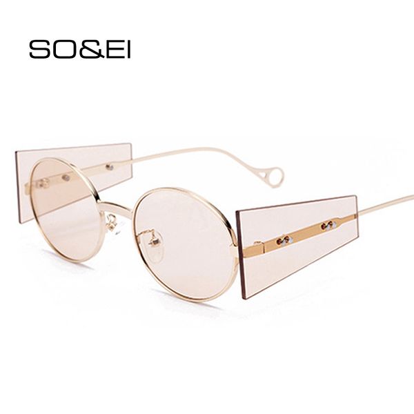 

sunglasses so&ei fashion oval steampunk women designer retro round punk female sun glasses shades uv400 men eyewear, White;black