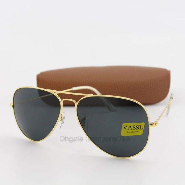 

vassl gold metal frame pilot sunglasses black lens vintage eyewear accessories sun glasses for men/women 58mm come box, White;black
