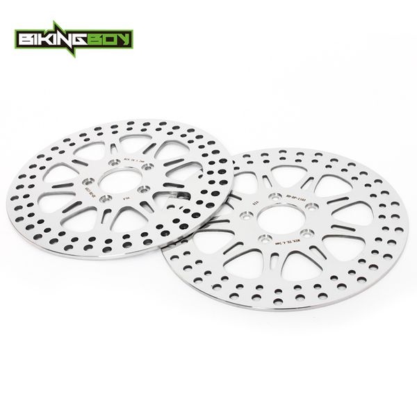 

bikingboy front rear brake disks discs rotors xlh xlc xln flstf/ i fat boy road king flstn deluxe flstc heritage fls slim 12 13