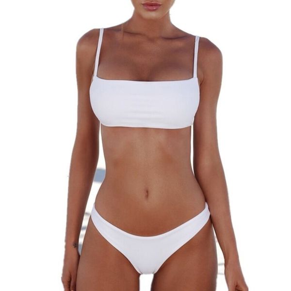 

2020 new push up unpadded brazilian bikini set women solid vintage swimwear swimsuit solid beach suit biquini bathing suit, White;black