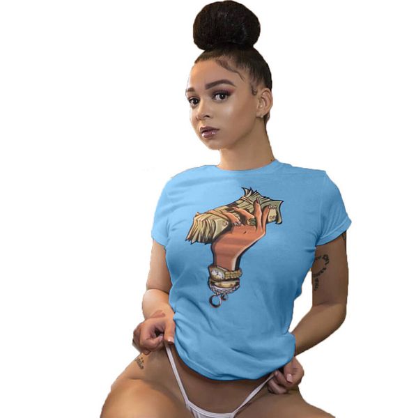 

womens designer tshirts summer short sleeve dollar and lip print womens tees casual street style females clothing, White