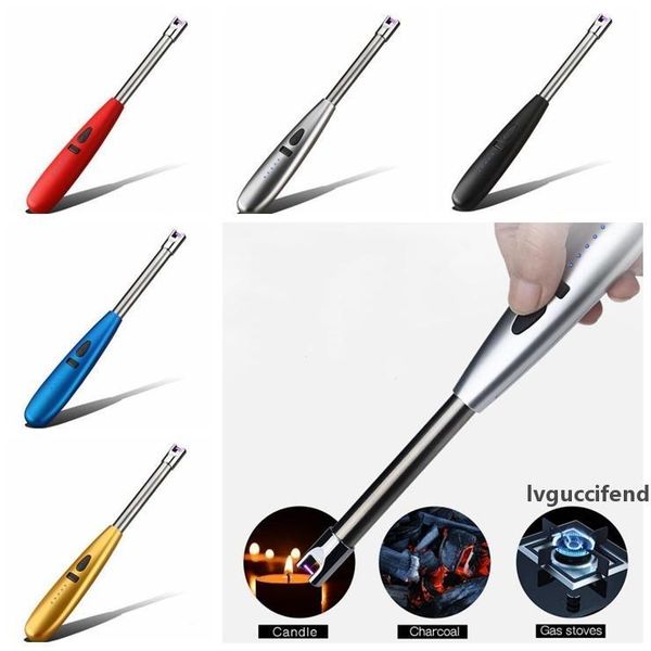 

arc pulse electric lighter bbq led usb charging lighter metal portable windproof lighters for kitchen outdoor barbecue lxl1243