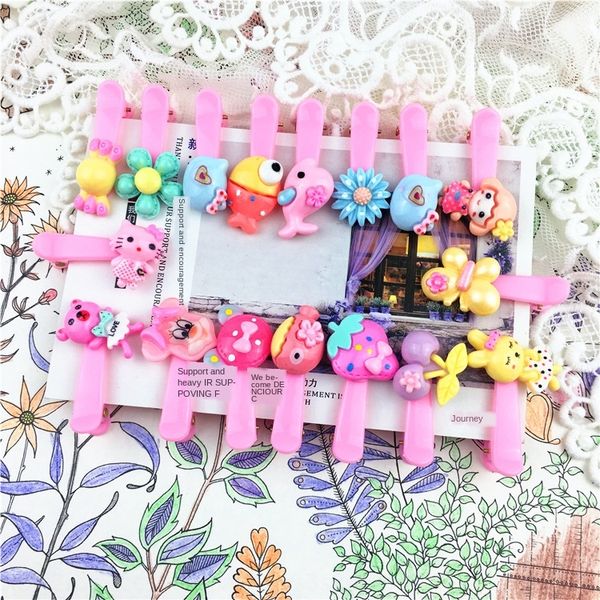 

b054 children's bb cartoon cute clip card clip card plastic hairpin hair accessories children's cute hairpin, Slivery;white
