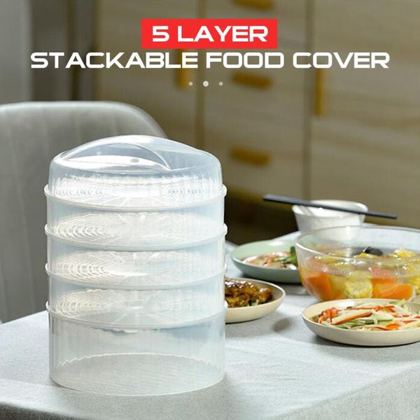 

storage bottles & jars transparent container 5-tier stackable produce saver with lid fridge and kitchen organizer