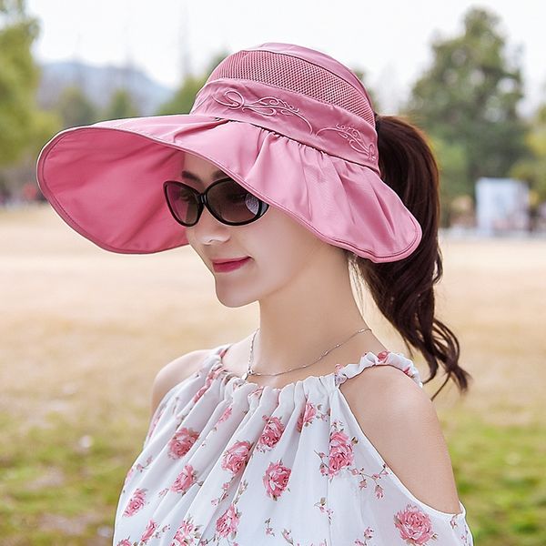

protective female female summer leisure all-match travel uv protection korean foldable sun hat sun hat, Blue;gray