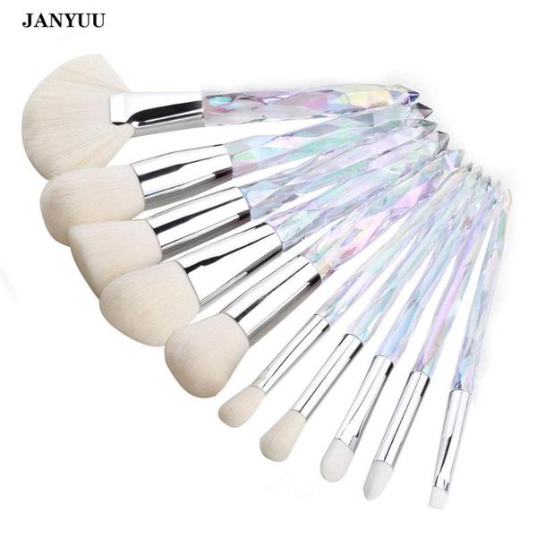 

10pcs crystal makeup brushes set powder foundation fan brush eye shadow eyebrow professional blush makeup brush tools