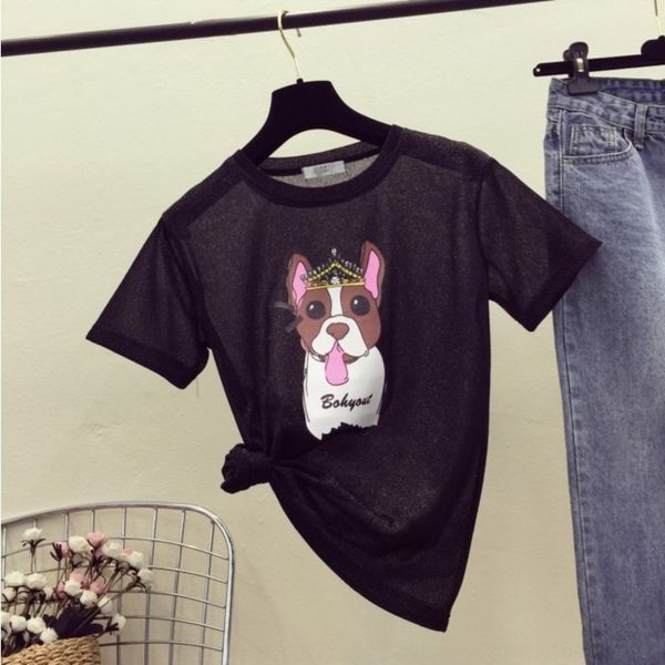 

новый корейский ins супер горячий свободный яркий шелк top t- женщин короткий рукав весной и летом базовая футболка топ мода, White
