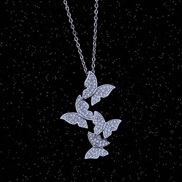

quality cute butterfly necklace pendant wild accessories micro-zircon lockbone chain necklace for women fashion jewelry, Silver