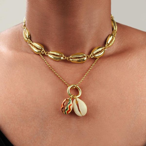 

Popular Alloy Shell Necklace Exaggerated Womens Accessories Personalized Thick Chain Alloy Necklaces Girls Clavicle Chains Tide Choker