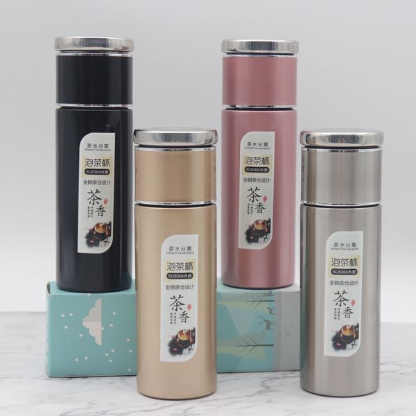 

new 304 stainless steel thermos creative fashion tea water separation tea cup internet celebrity car portable thermos cup
