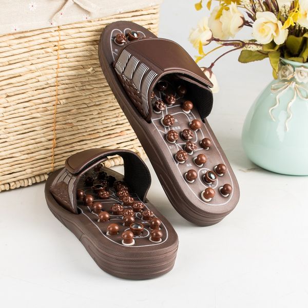 

massage slipper shoes summer slipper acupoint healthcare health rotating accupressure foot slippers men&women, Black