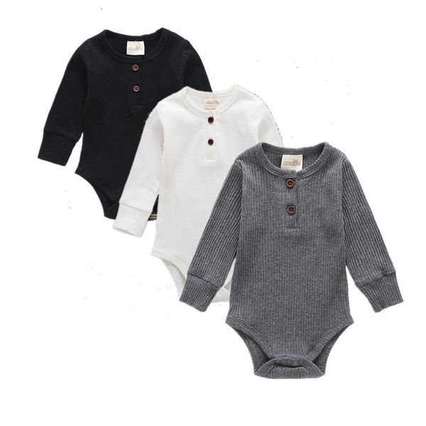 

2019 newborn infant solid bodysuits cute cotton long sleeve bebe boys girls o neck romper baby clothing leotard body, Blue