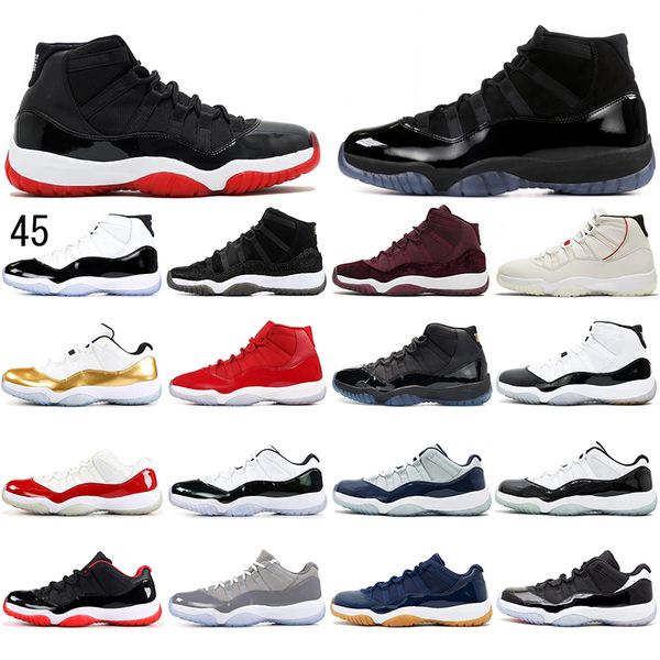 

jumpman 11s basketball shoes for men bred concord cherry grey suede platinum tint red velvet outdoor trainers sport sneaker with socks