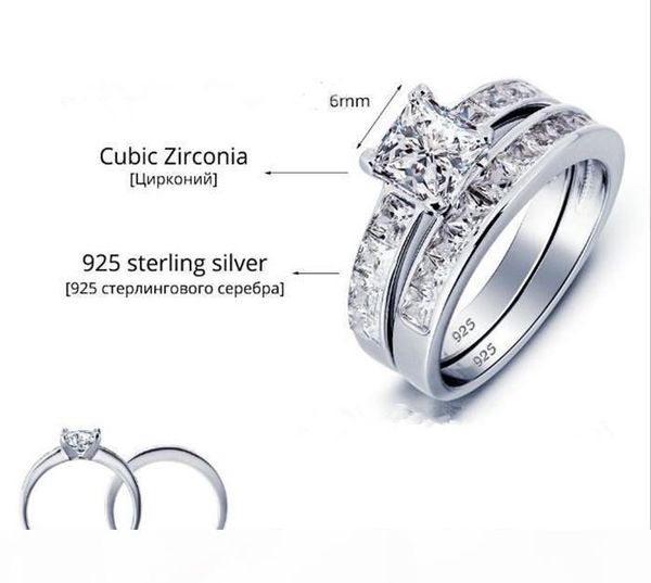 

925 ring set sterling серебряной свадьбы для женщин серебряной свадьбы обручальных ювелирных изделий r209, Silver